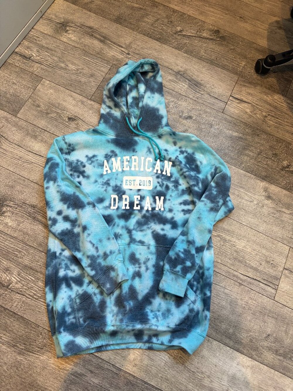 Republic Blues Womens Medium Blue Tie-dye Hoodie Sweatshirt American Dream